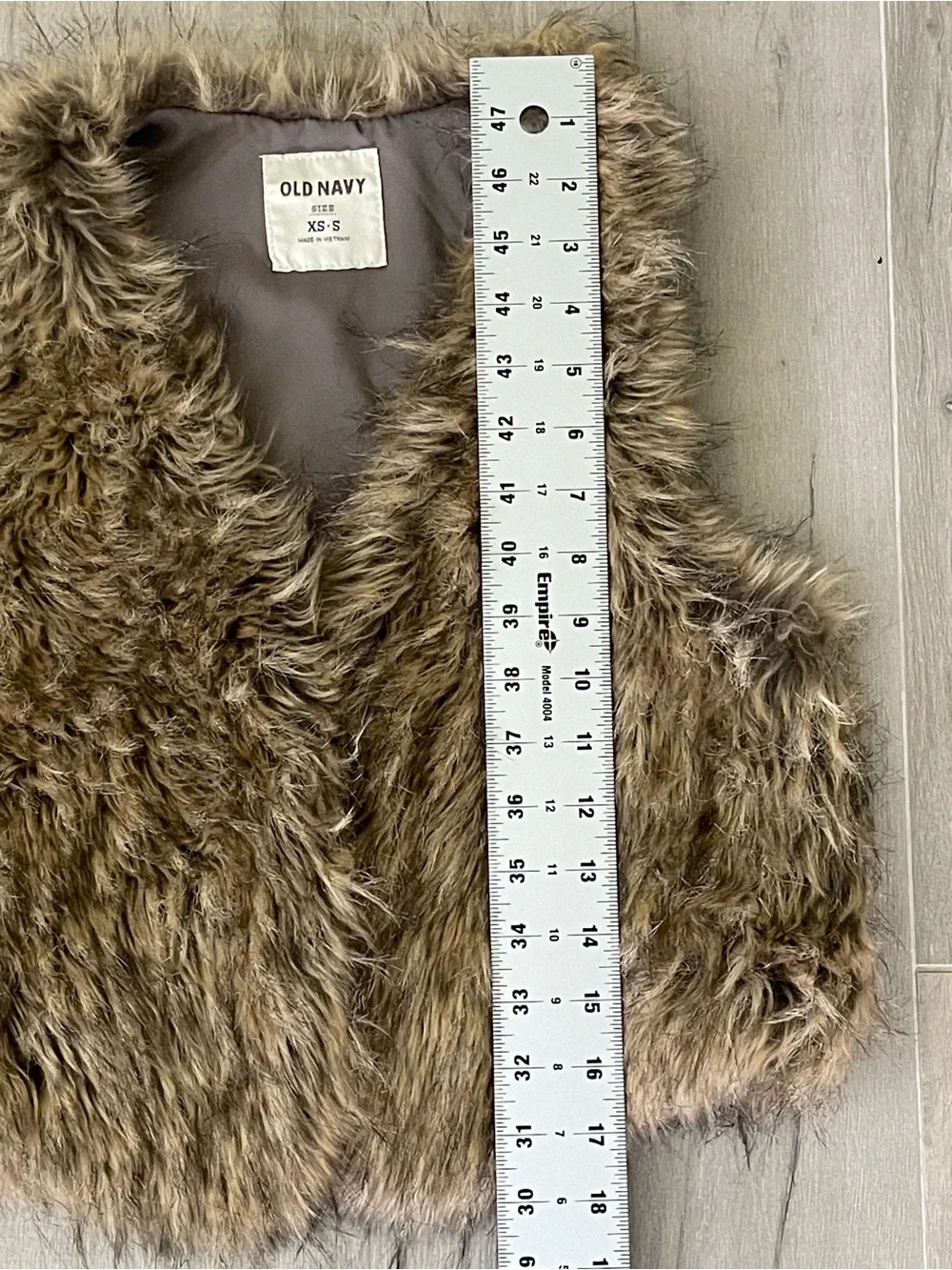 Old Navy Girls Brown Faux Fur Vest XS/S Cozy Open Front Layering Fall Winter